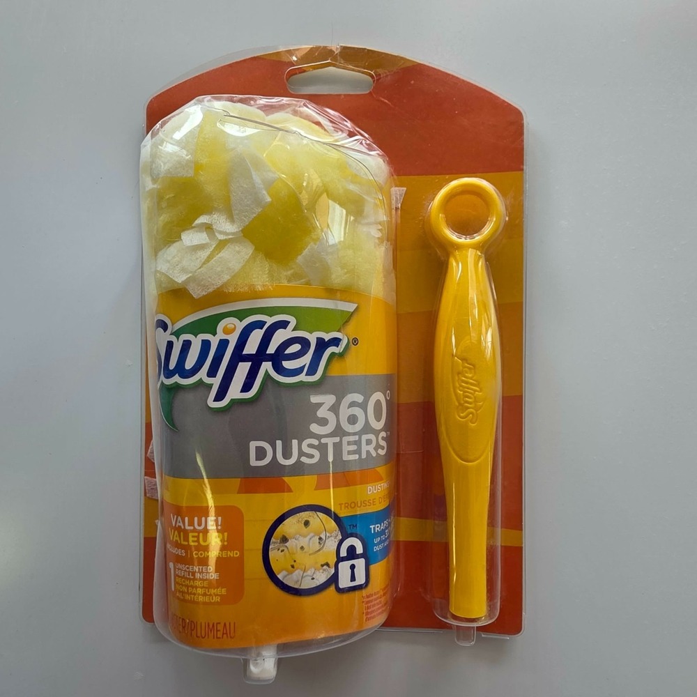 Swiffer 360 Microfiber Duster Traps & Locks Dust Heavy Duty Short Handle Kit